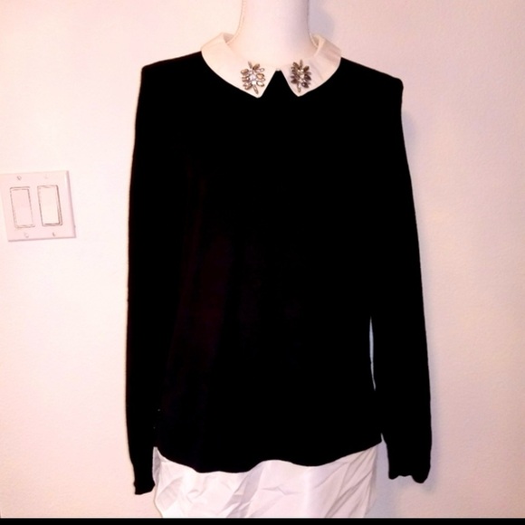 Black Sweater with Embellished Collar - Picture 5 of 5